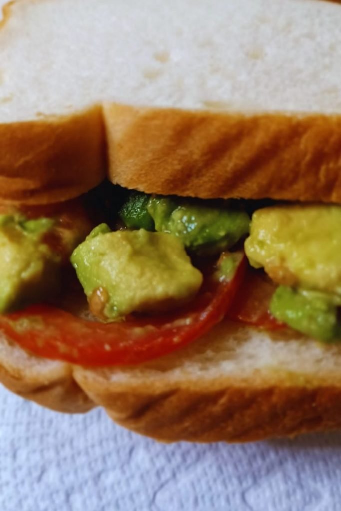 Avocat salad in a bread. 